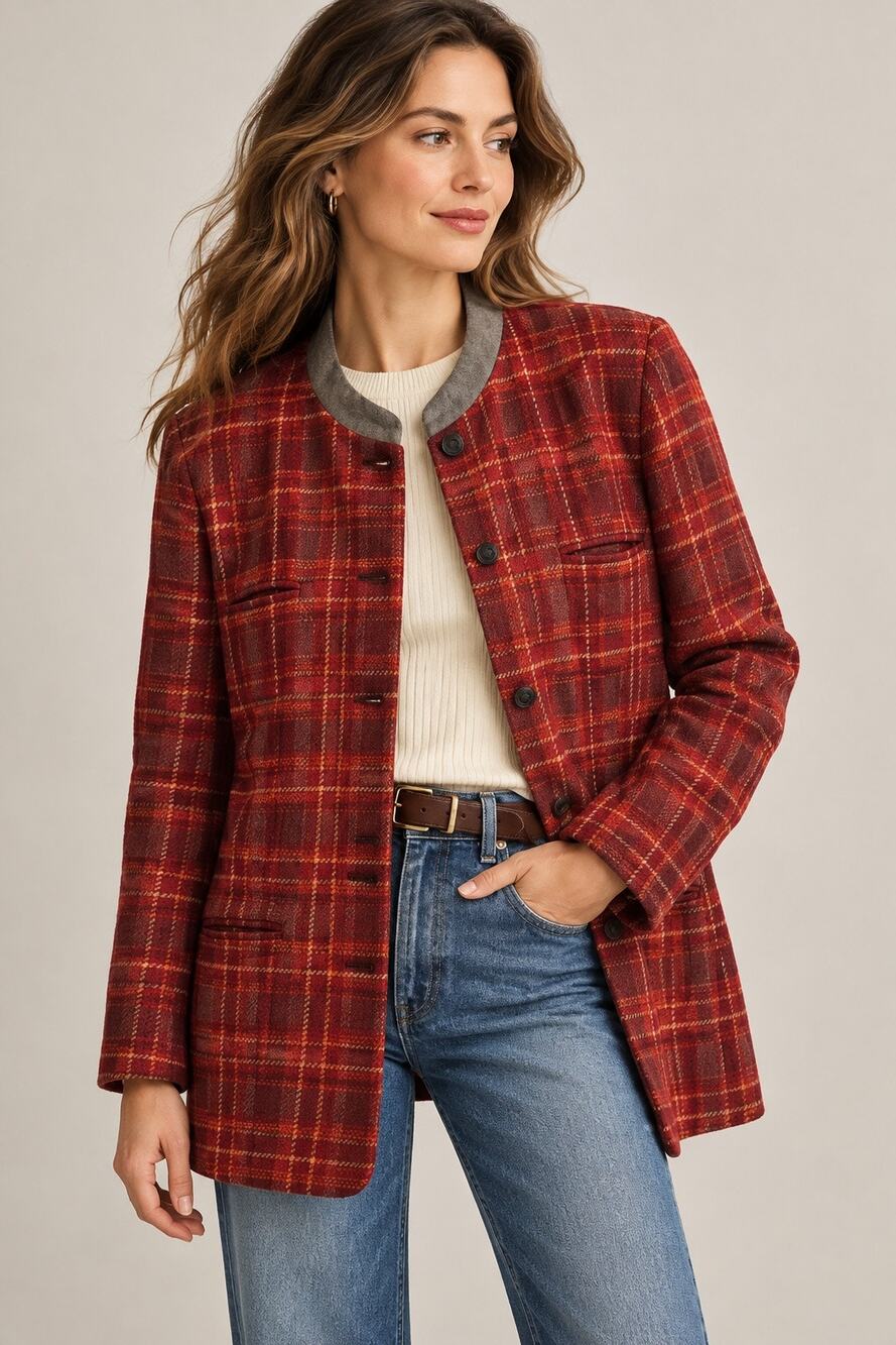 Vintage Harve Benard 100% Wool Plaid Longline Jacket Size 16